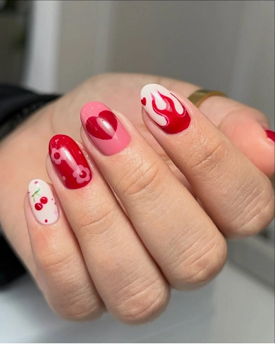 Pink and Red Nail Art Designs