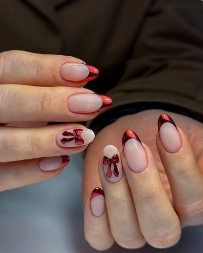Red French Tip Nail Art Designs