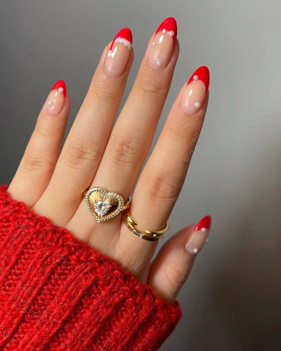 Red French Tip Nail Art Designs