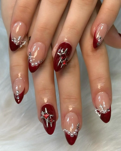 Red and Silver Nail Art Designs
