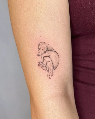 Sleeping Dog Tattoo for Women