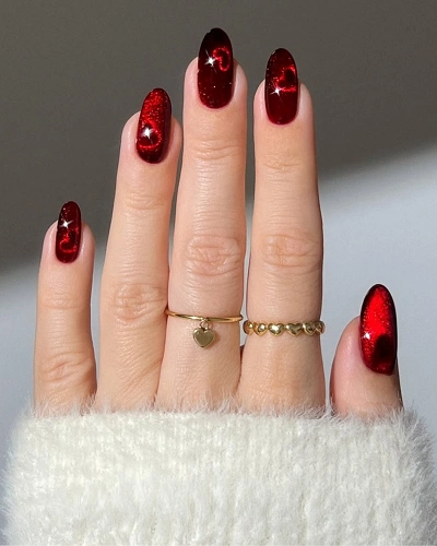 Velvet Red Nail Art Designs