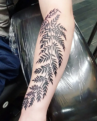 Leaf Silhouette Tattoos for Women
