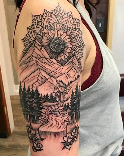 Mandala with Nature Tattoos for Women