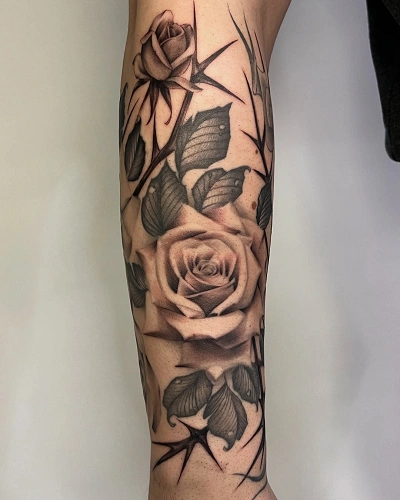 Rose with Thorns Tattoos for Women