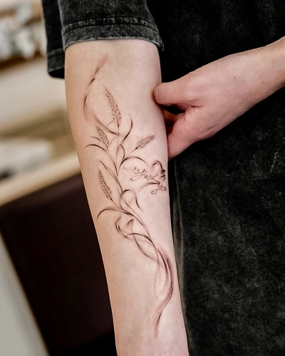 Wind and Leaves Tattoos for Women
