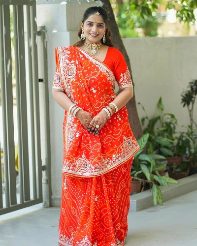 BandhaniBandhej Saree for Women