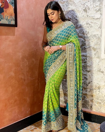 BandhaniBandhej Saree for Women