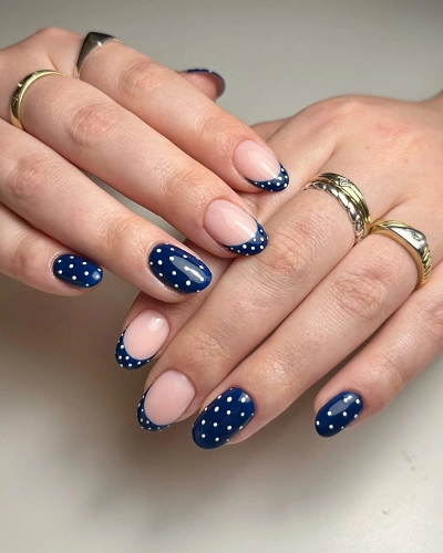 Blue Polka Dot Nail Art