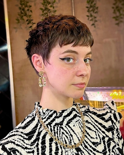Bowl Cut with Baby Bangs for Women
