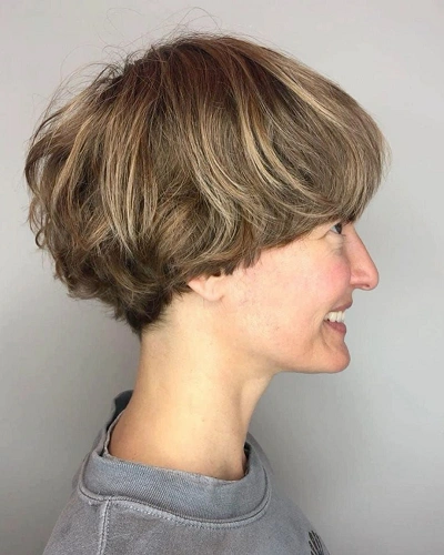 Bowl Cut with Undone Waves for Women