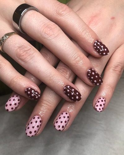 Brown Polka Dot Nail Art