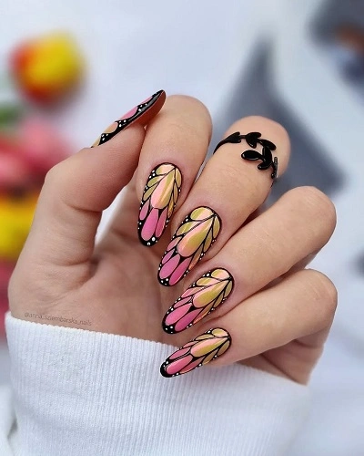 Butterfly Glitter Fade Nail Art for Women