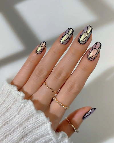 Butterfly Glitter Fade Nail Art for Women