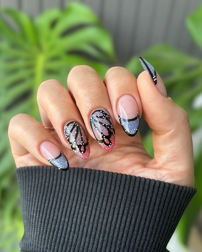 Butterfly Ombre Nail Art for Women