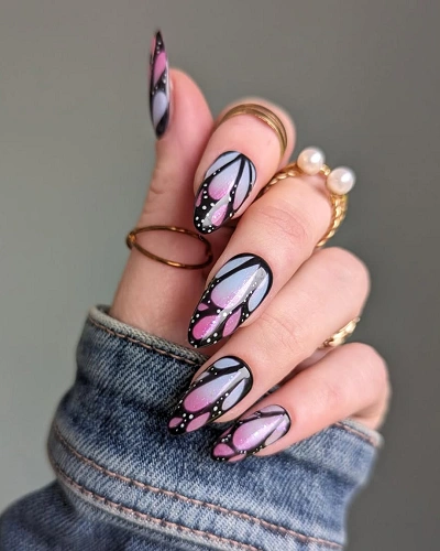 Butterfly Ombre Nail Art for Women