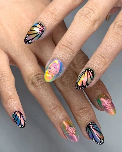 Butterfly and Flower Nail Art for Women