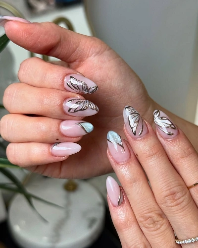 Chrome Butterfly Nail Art for Women