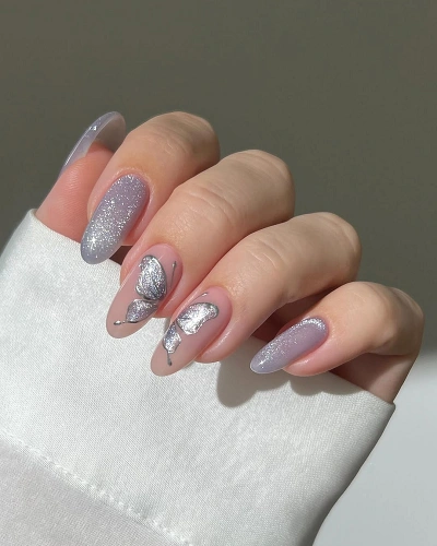 Chrome Butterfly Nail Art for Women
