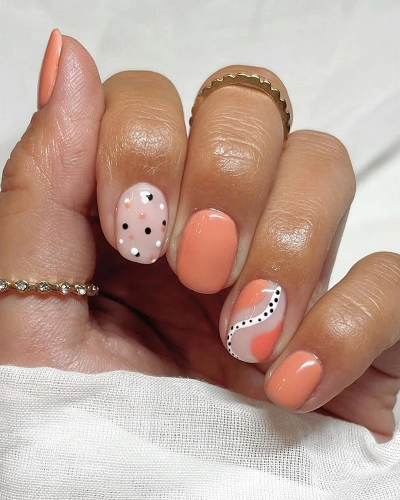 Coral Polka Dot Nail Art