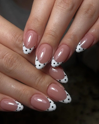 French Tip Polka Dot Nail Art