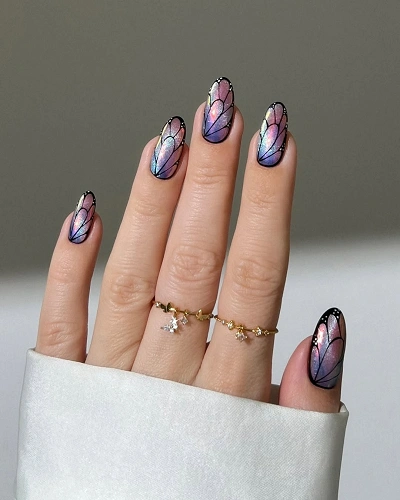 Glitter Butterfly Glam Nail Art for Women