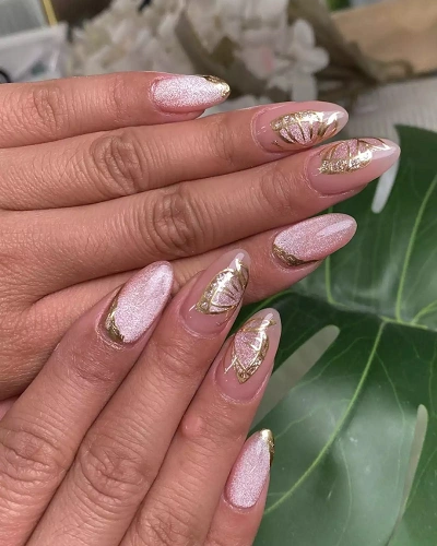 Gold Foil Butterfly Nail Art for Women