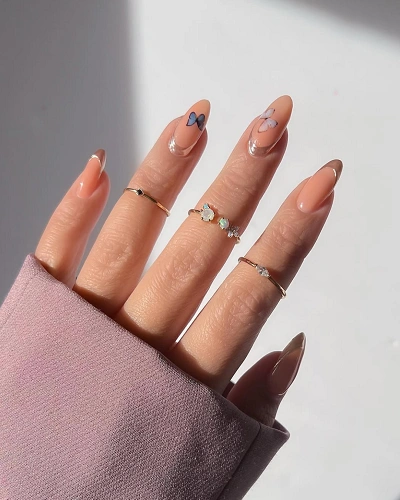 Minimalist Butterfly Accent Nail Art for Women
