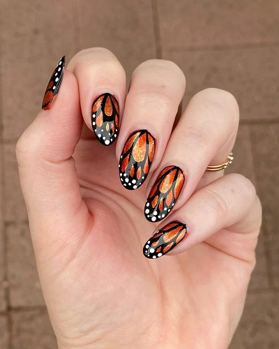 Monarch Butterfly Nail Art for Women 