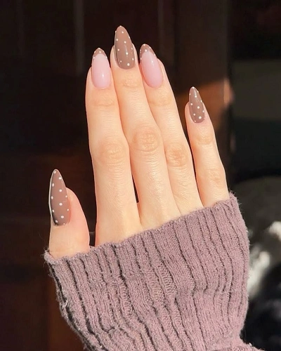 Nude Polka Dot Nail Art