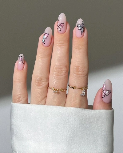Pastel Dream Butterfly Nail Art for Women