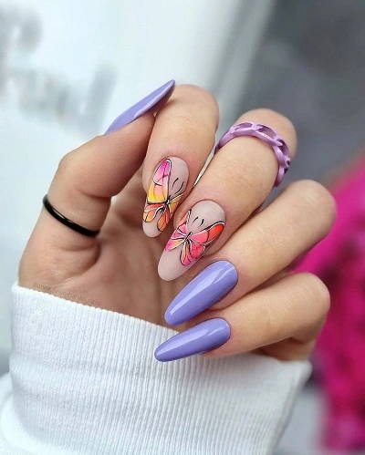 Pastel Dream Butterfly Nail Art for Women