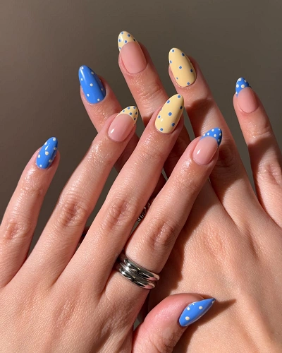 Pastel Multicolor Polka Dot Nail Art