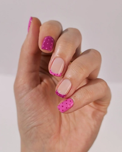 Pink Polka Dot Nail Art