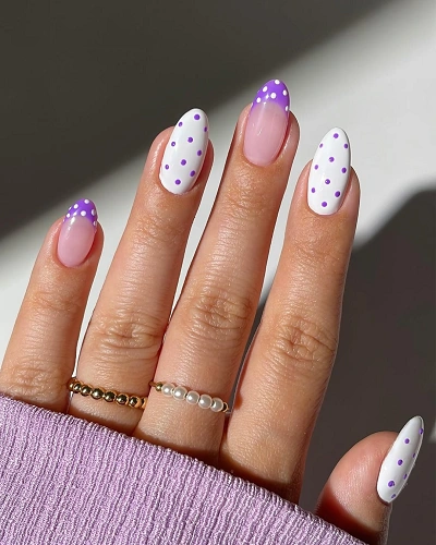Purple Polka Dot Nail Art