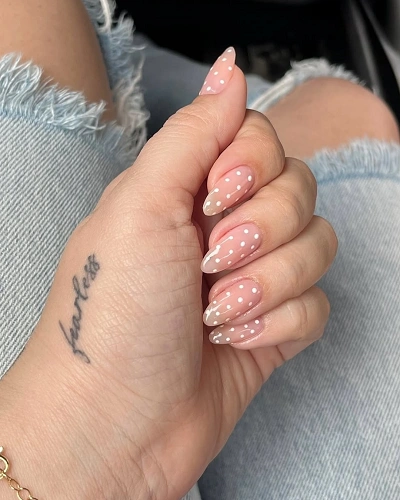 White Polka Dot Nail Art