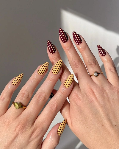 Yellow Polka Dot Nail Art